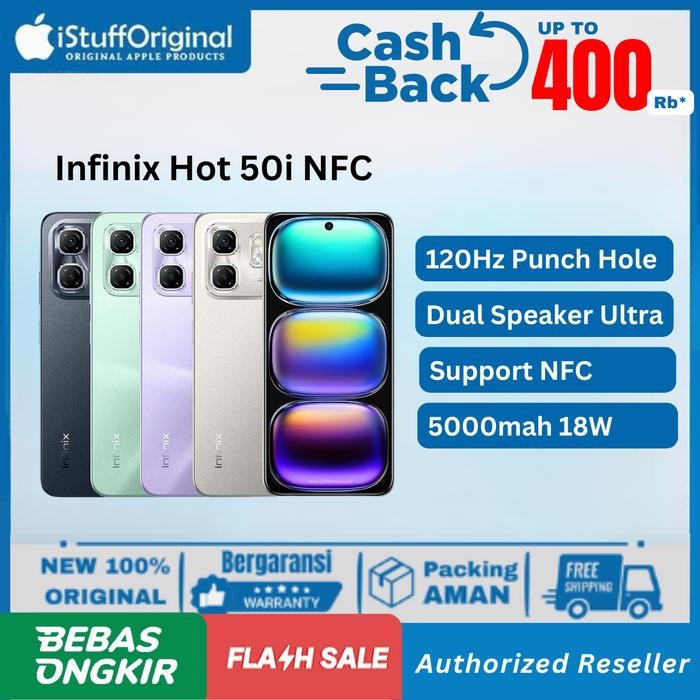 HVHP  Infinix Hot 50I Nfc 6/128Gb 120Hz Punch Hole Display Resmi