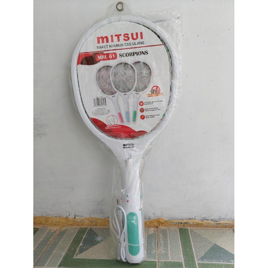 Raket Nyamuk Mitsui Scorpions Raket Listrik Serangga Charger Cas Ulang
