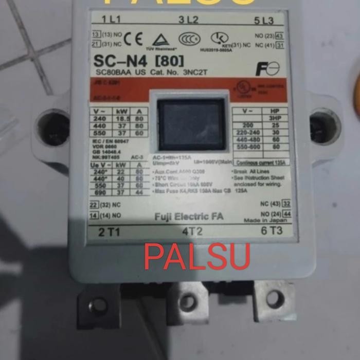 Terlaris Contactor Kontaktor Fuji 80A Sc-N4 Scn4 Sc-4N Sc 4N Coil 110,220,380 Vac Fuji Electric