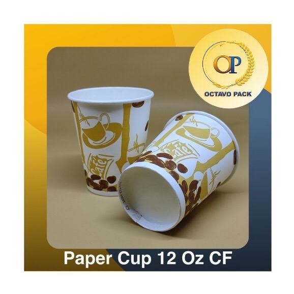62eh- Paper Cup 12 Oz Hot Cf Printing / Gelas Kertas Minuman Panas 12 Oz Hot Cf Motif (Isi