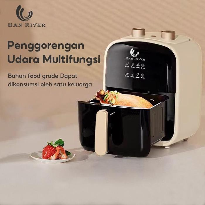 Han River Air Fryer 4.2L Multifungsi Wajan Anti Lengket Bebas Minyak Low Watt 800 Watt (HRAF03WT)