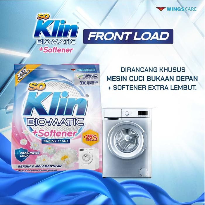 jvat- Soklin Biomatic Detergen Bubuk Softener Bukaan Depan 1.8Kg