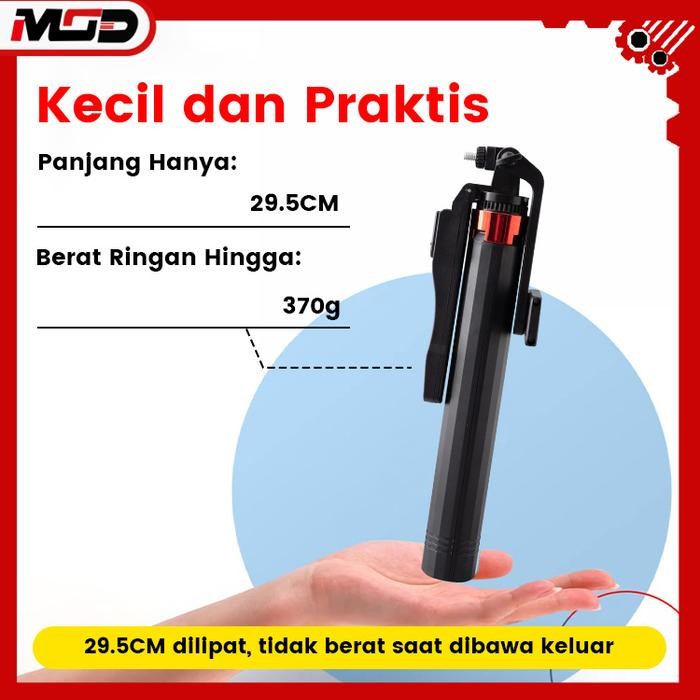 MOD Tripod/Quadpod Tongsis P185 Bluetooth Selfie Stick Remote HP 360 Tinggi 1,85 m Stik Tripod