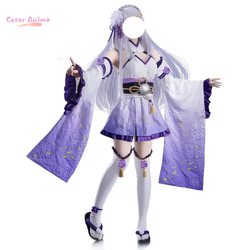 RE:LIFE IN A DIFFERENT WORLD FROM ZERO EMILIA COSPLAY COSTUMES ANIME EMILIA BATTLE SUIT DRESS