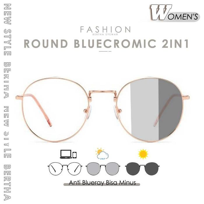 rb8j- Kacamata Antiradiasi Blueray Photocromic Free Minus Style Bulat 9018