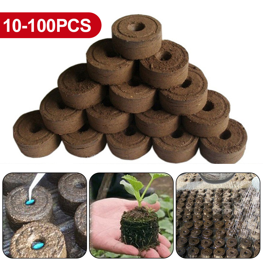 10-100pcs 30mm Jiffy Peat Pellets Pellets Seedling Soil Block Starting Plugs Seeds Starter Pallet Nu