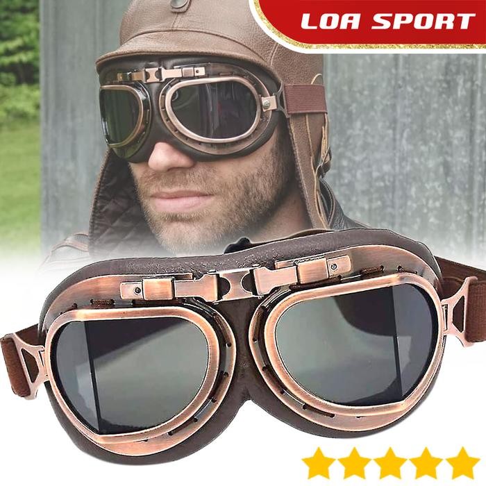 JUAL Kacamata Motor Lipat Classic Vintage Aviator Goggles Pilot Style