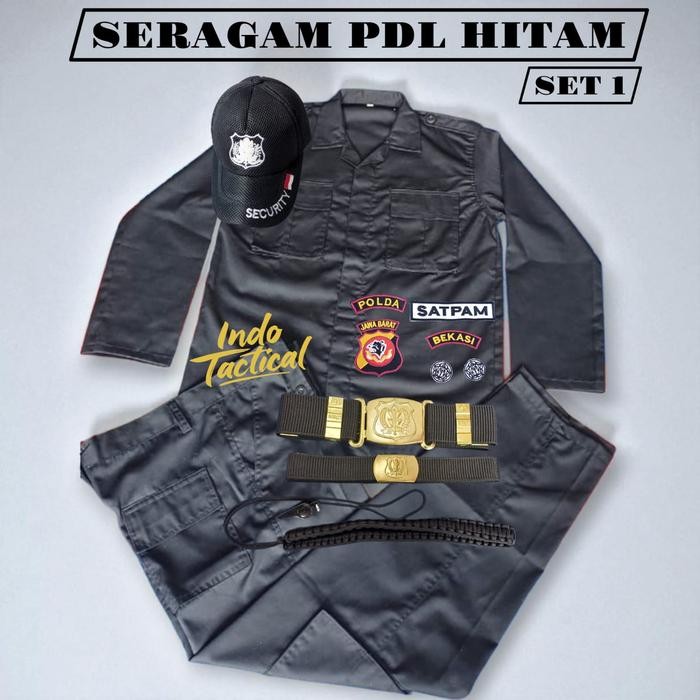 ORIGINAL BAJU SERAGAM PDL HITAM SATPAM SETELAN PDL HITAM SECURITY LENGKAP PDL HITAM BRIMOB PDL HITAM