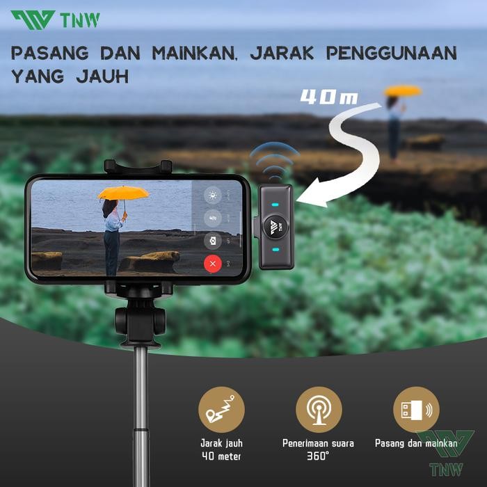 Tnw A28 Wireless Microphone Magnetic Clip On Mic Lavalier Microphone Hp Plug & Play Nirkabel