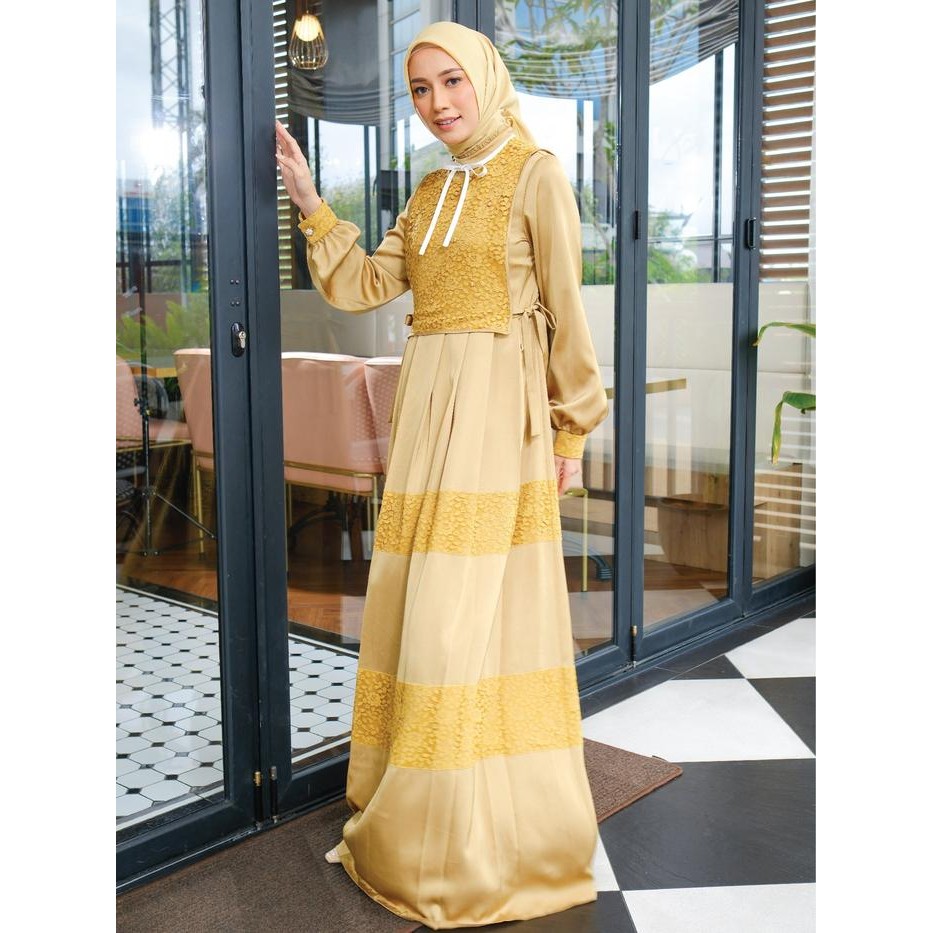 SALE Shafira - Fernanda Dress - Mustard Gamis Muslim Wanita