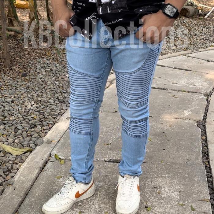 ftxr- Celana Panjang Pria Jeans Biker Full Blue Sky