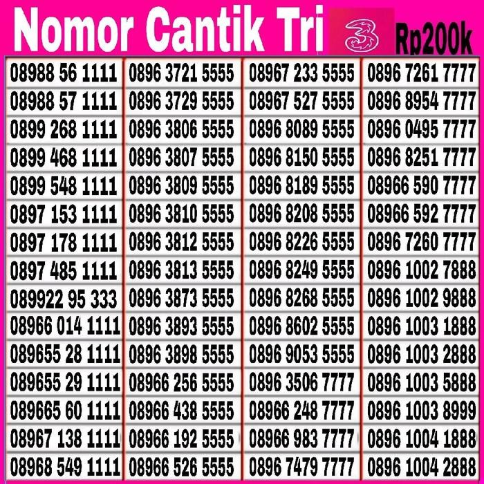 BdGGadget- Kartu Perdana Tri Nomor Cantik Kartu Sim Card Tri 11.Digit