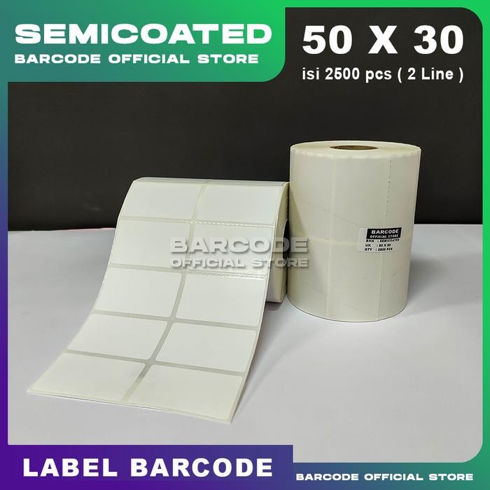 pzth- Kertas Label Stiker Barcode Semicoated Uk 50 X 30 Mm Gap Perforasi