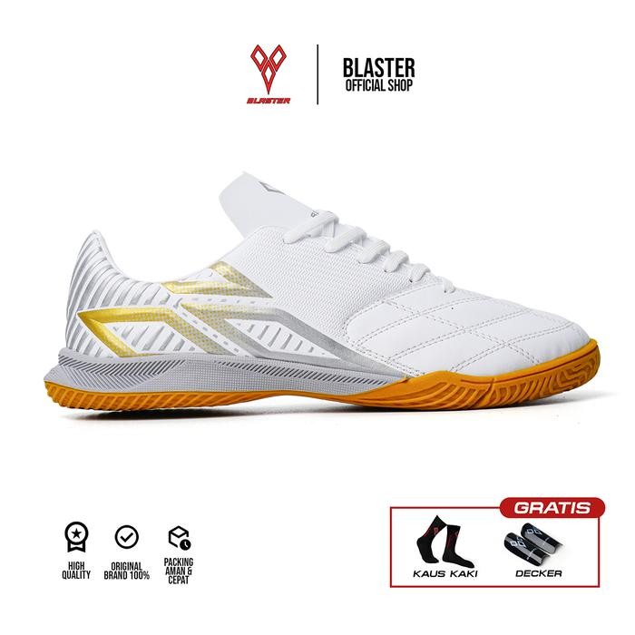 Brodo Sports - Sepatu Futsal Power Play White Original Olahraga Pria Wanita Free Kaos Kaki Dan
