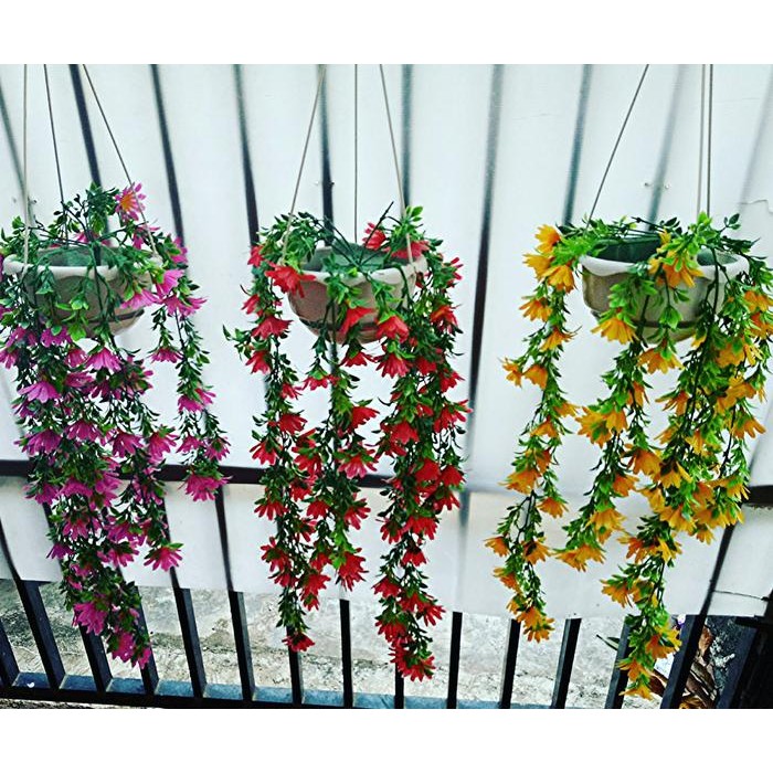 artificial bunga rambat plastik pot gantung
