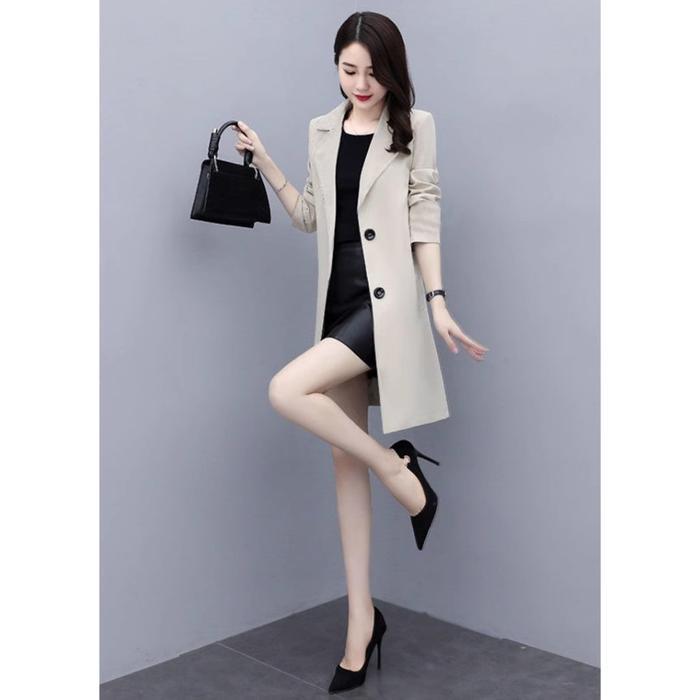 916 Baju Blazer Putih Wanita Kekinian Korea Style Outer Polos Panjang