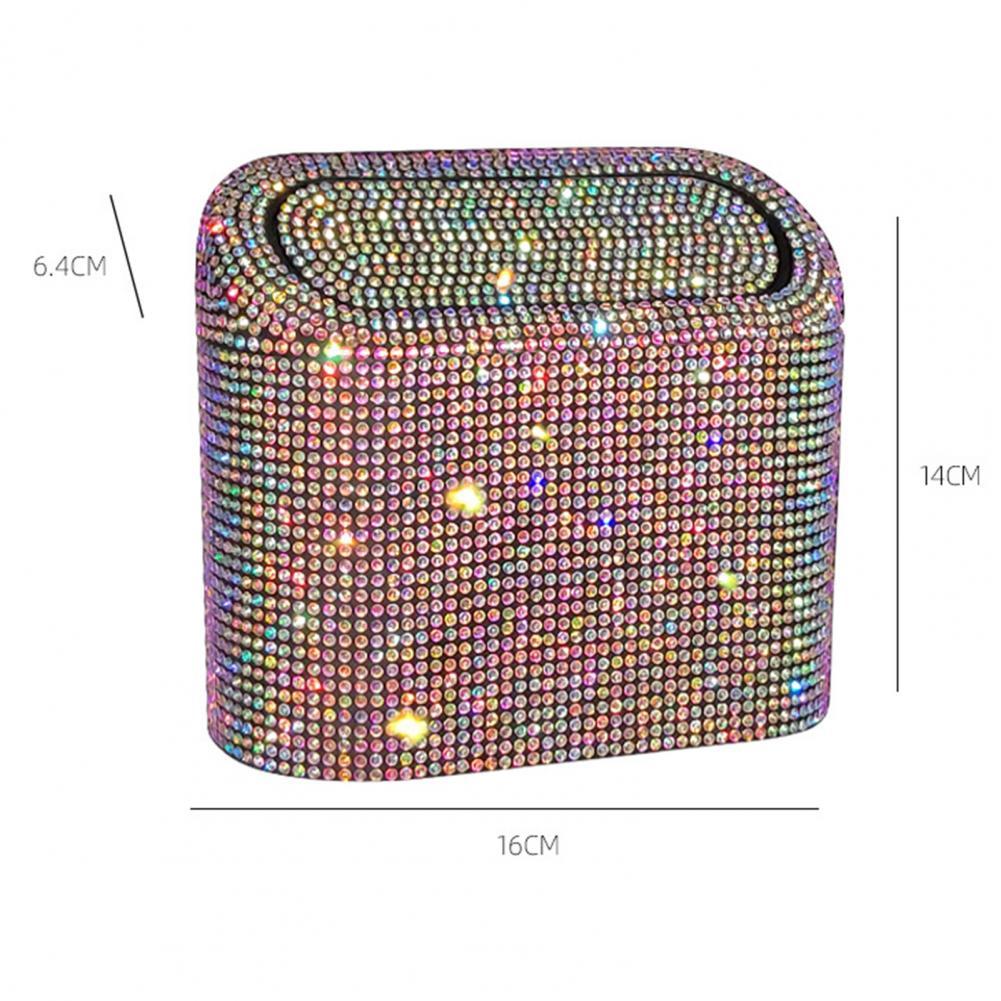 Glitter Trash Can Auto Supplies Storage Box Garbage Grabber Bling Rhinestone Interior Accessories