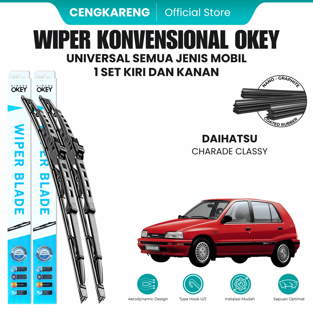 Wiper Daihatsu Charade Classy Konvensional Kaca Depan Mobil