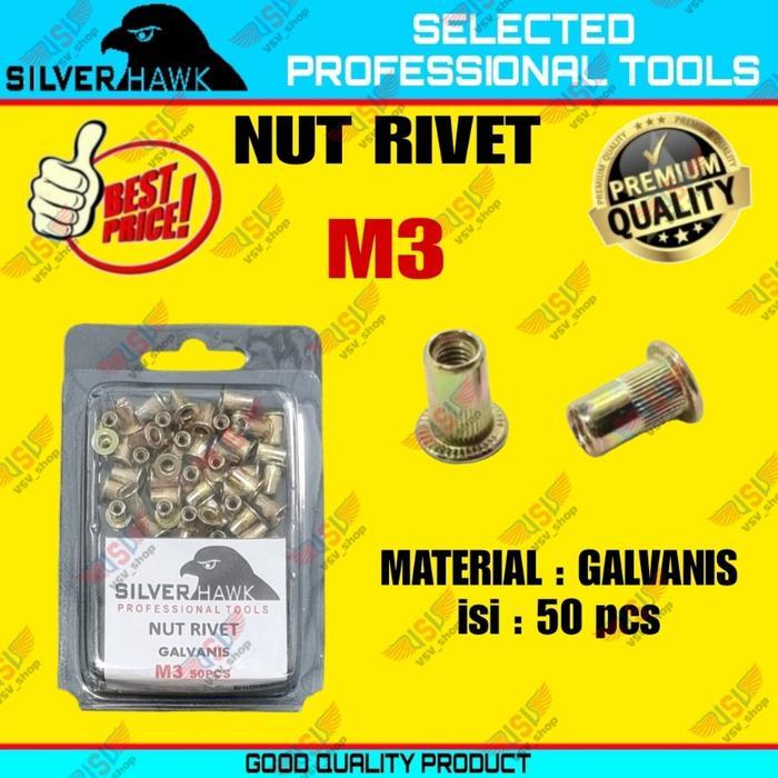 NEW Rivet Nut M3 GALVANIS/ALUMINIUM Mur Rivet Tanam Rifnut Nutsert
