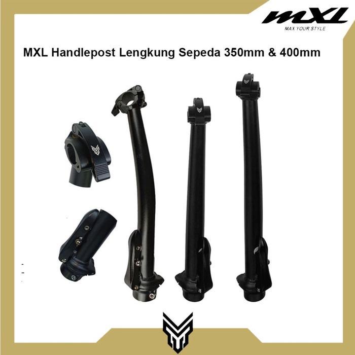MXL Handlepost Lengkung Bengkok Curved Sepeda Lipat 350mm 400mm - Silver, 350