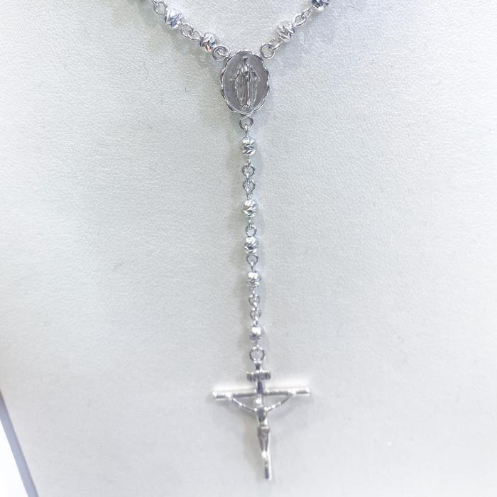 Kalung emas putih Rosario panjang 750 Bunda maria