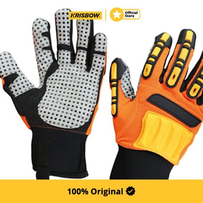 KRISBOW GLOVES SARUNG TANGAN SAFETY SYNTHETIC M - ORANYE