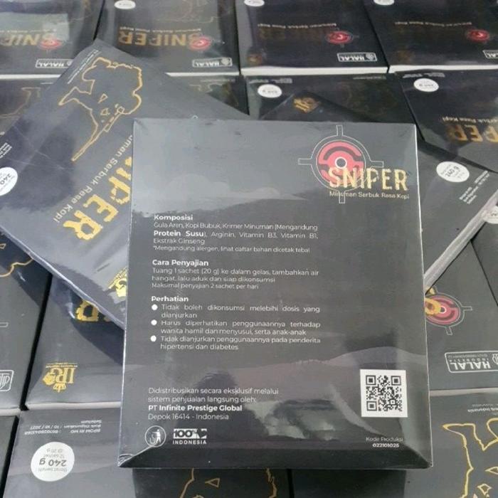 Coffee Kopi Sniper Original Kopi Ginseng Robusta Biji Alami 12 Sachet untuk Pria Dewasa