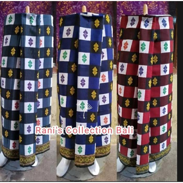 Kain Bali Kotak Kotak Motif Plus Selendang Kuning
