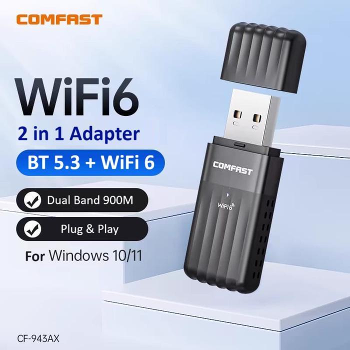 Comfast Cf-943Ax 2 In 1 Wi-Fi 6 + Bluetooth 5.3 Dual Band Wireless Usb Adapter 5G Dongle 900Mbps