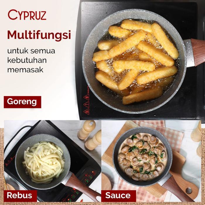 Cypruz Set Simple Frying Pan Wok Pan Casserole Marble Coating