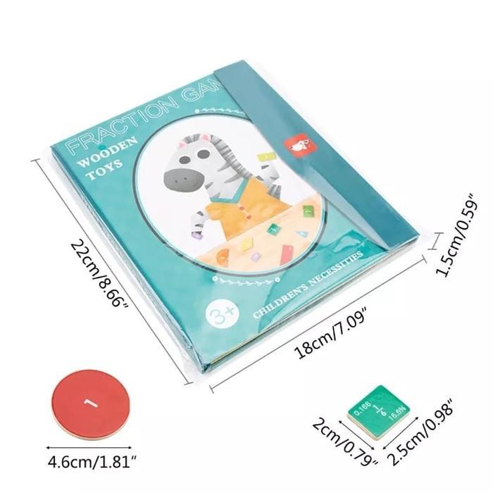 Fraction Game Magnetic Wooden Travel Toy Mainan Anak Belajar Pecahan