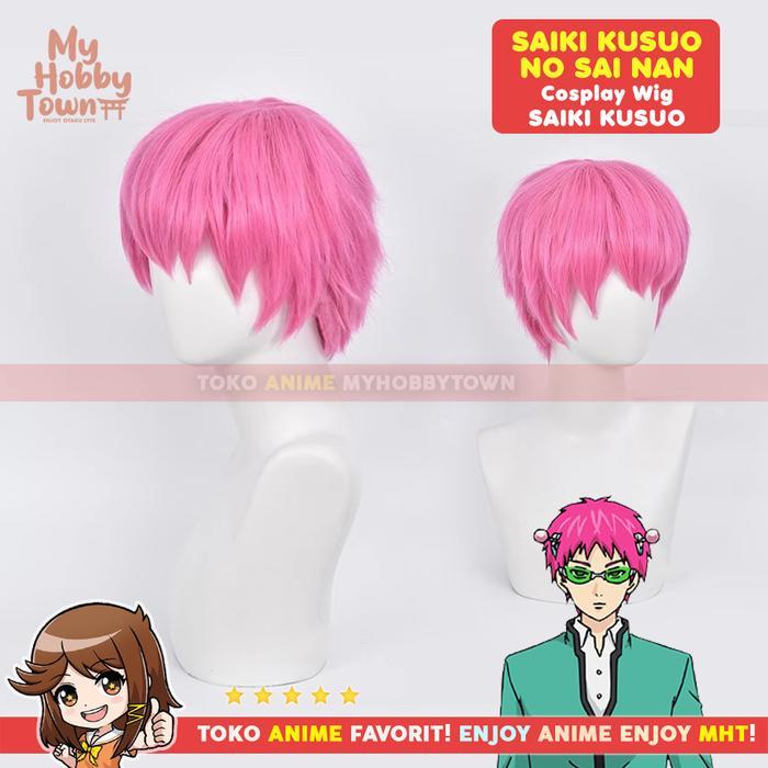 W Cosplay Anime The Disastrous Life of Saiki K. - Saiki Kusuo Rambut Palsu Pink