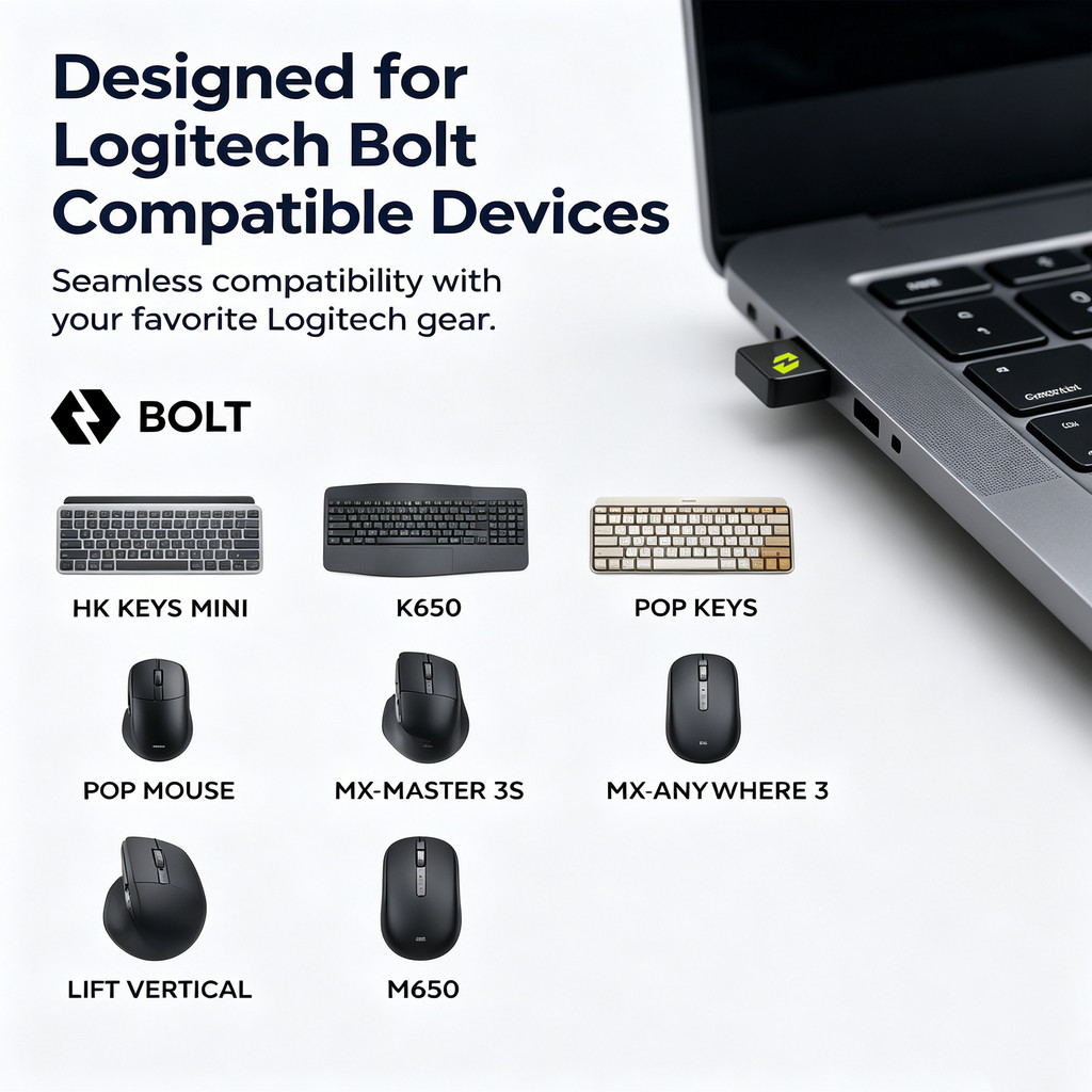 USB Receiver USB Dongle Bolt Receiver Bolt USB Wireless Receiver for Logitech Mx Keys Mini/K860 POP