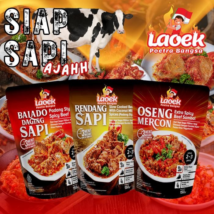

DISKON Paket 3 Sapi Pedas Spicy (Balado Daging Sapi + Rendang Sapi + Oseng Mercon) Makanan Siap Saji