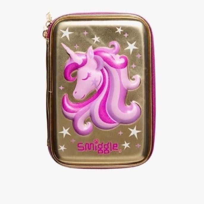 

SMIGGLE ORIGINAL PENCIL CASE HARDTOP GOLD UNICORN - TEMPAT PENSIL