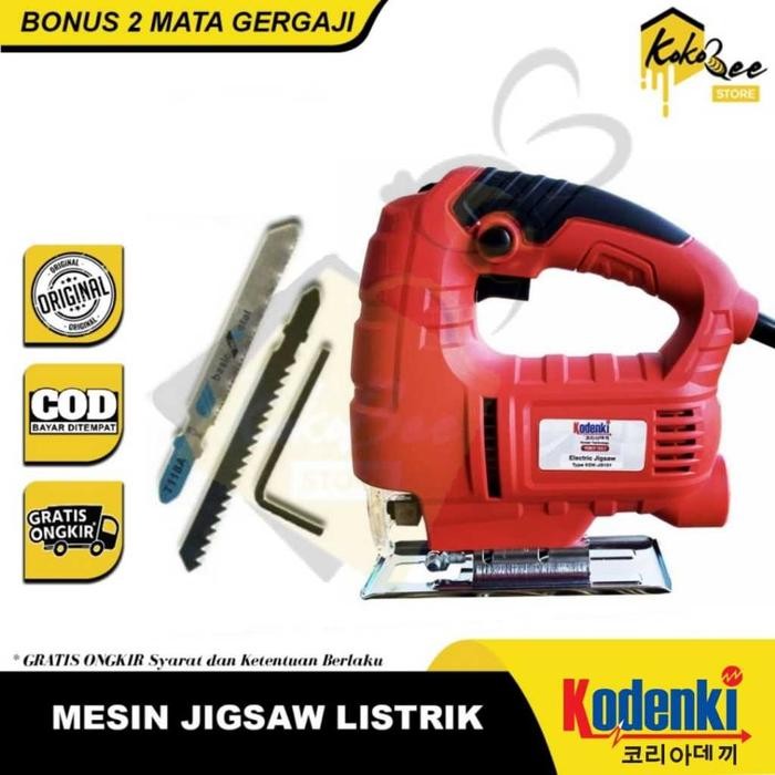 Kodenki Mesin Gergaji Jigsaw Gratis 2 Mata Besi Kayu / Mesin Potong Kayu Besi Jigsaw 65Mm / Electric