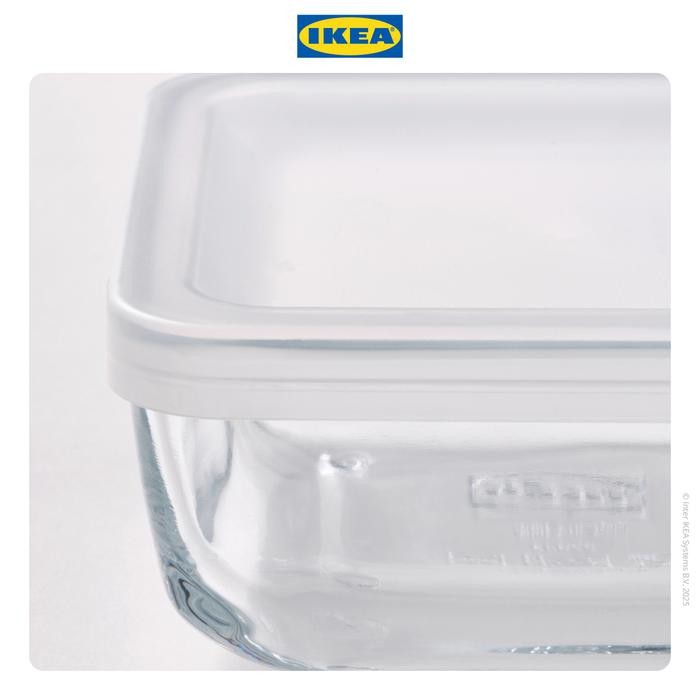 Pilihan- Ikea Bestamma Tempat Makanan Dengan Tutup Kaca Persegi 0.5L Wadah