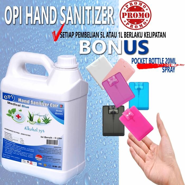 Pilihan- Hand Sanitizer 5 Liter Cair Bonus Pocket Bottle Spray (Card Bottle) Kod.Osb-Hs50