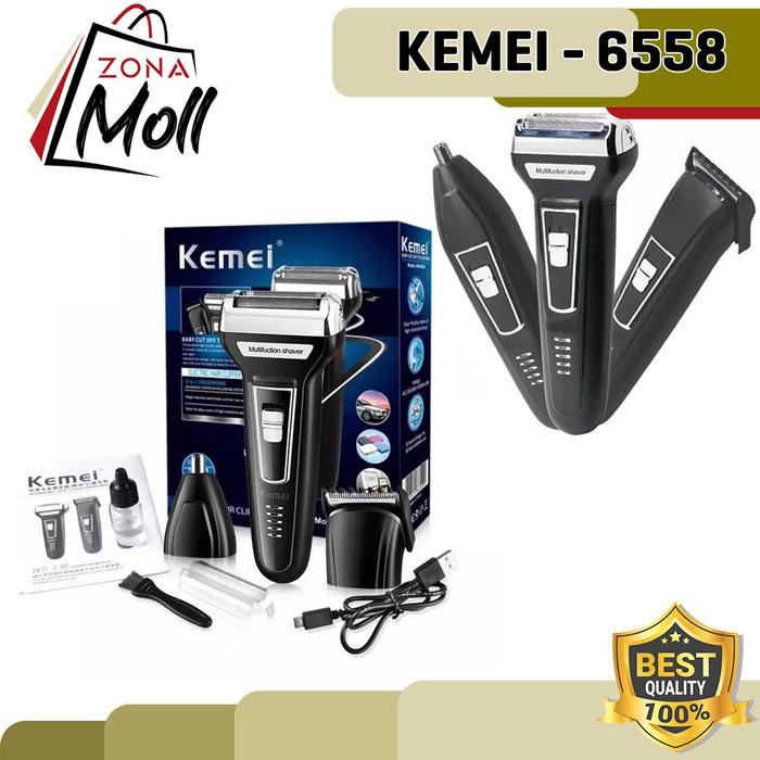 Pilihan- Zm Kemei Km6558 Cukuran Jenggot Kumis Alat Mesin Cukur Km-6558 3 In 1 Ketiak Razor