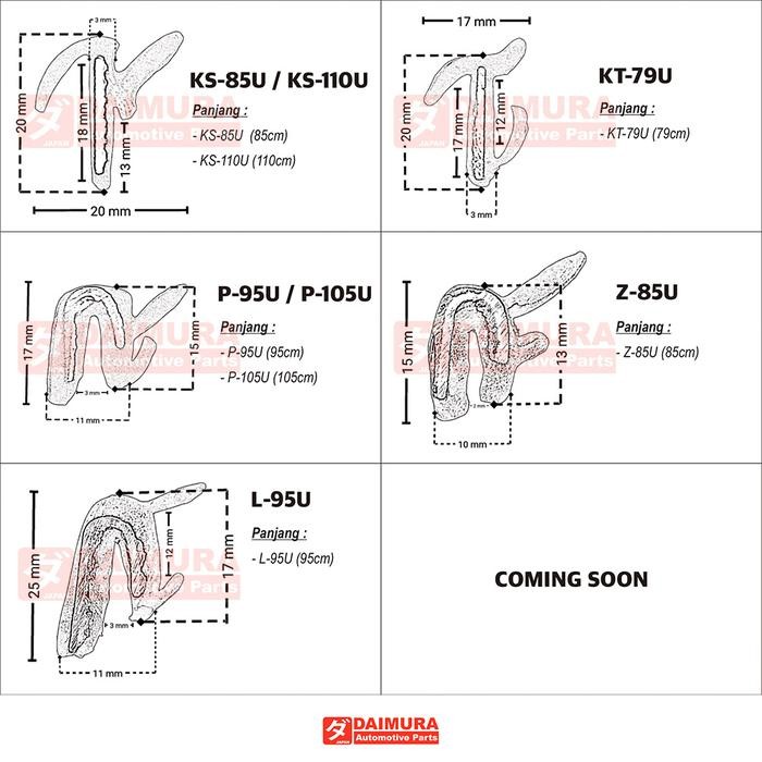 Pilihan- Karet List Lis Pelipit Kaca Pintu Samping Mobil Pickup Box Truck Karet Weather Strip