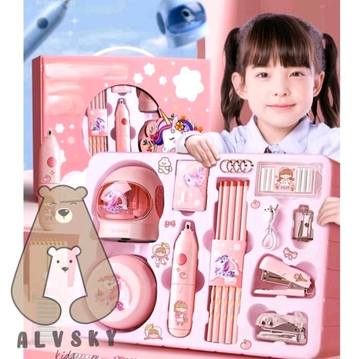 

New ELECTRONIC STATIONERY SET / SET ALAT TULIS ELEKTRIK RAUTAN PENGHAPUS Pensil