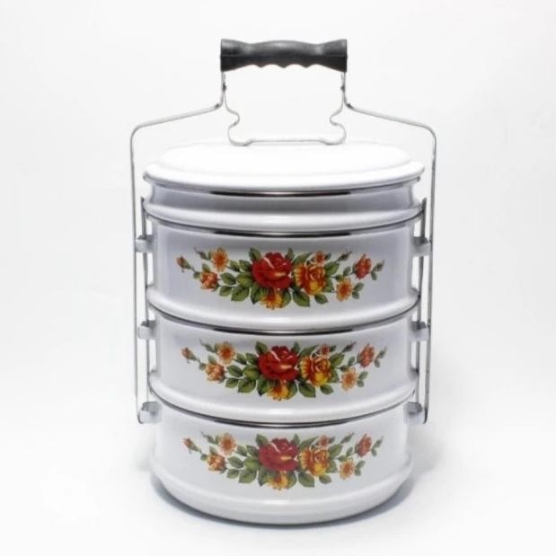 Rantang Enamel Jumbo 24Cm Susun 3,5 Rantang Tenong Maspion Ori