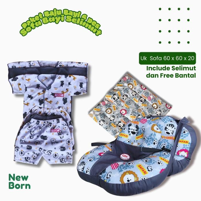 Paket Baju Bayi dan Sofa Bayi Selimut Free Bantal Baju Bayi 6 pcs dab Sofa duduk Bayi Selimut