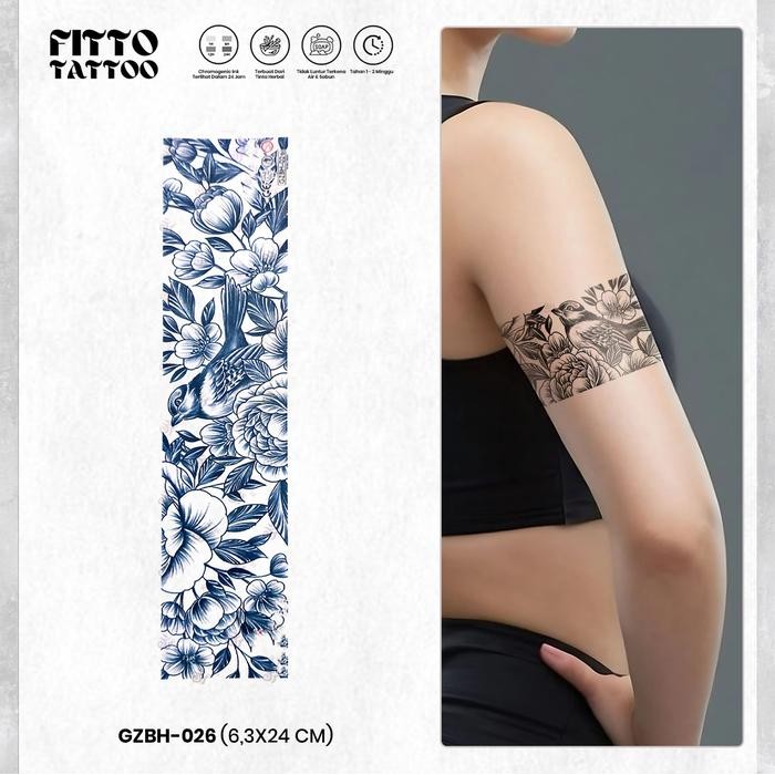 tato temporer bunga tatto lengan arm band tatoo temporary semi permanen tattoo fruit ink batik