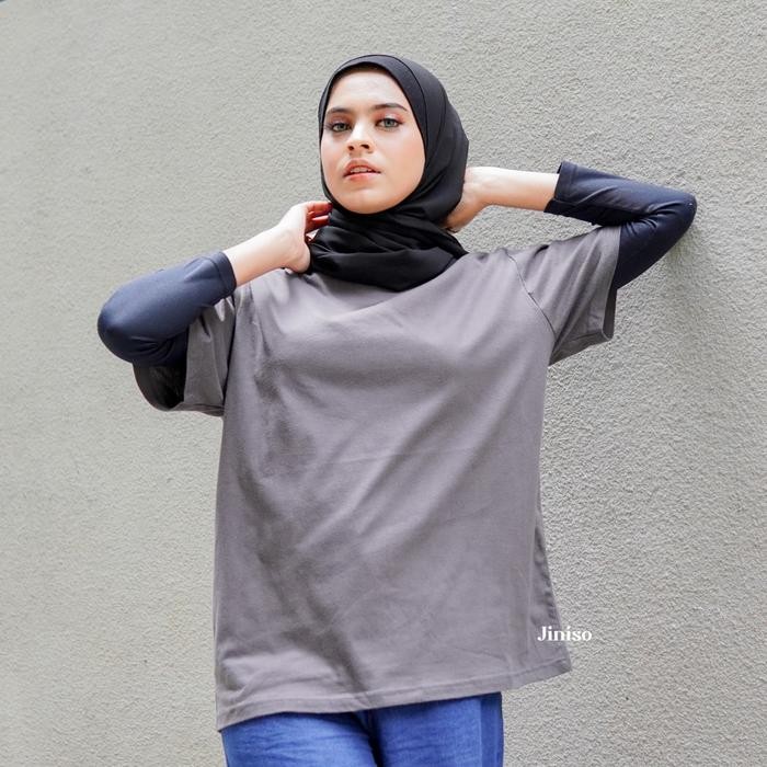 Pilihan- Jiniso Kaos Wanita Everyday Tshirt Kaos Polos Lengan Pendek