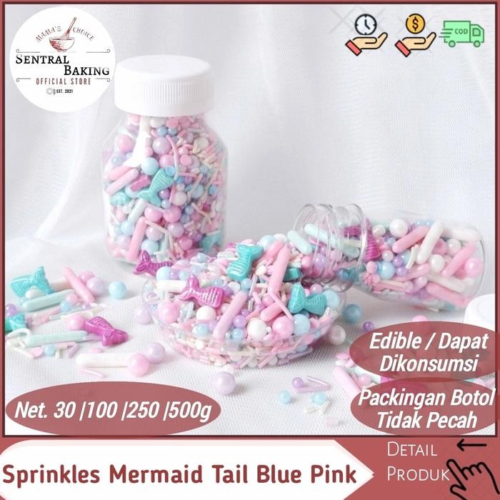 

Stok Baru Sprinkle Kue Mermaid Tail Duyung Pink Biru / Springkle Kue Springkel