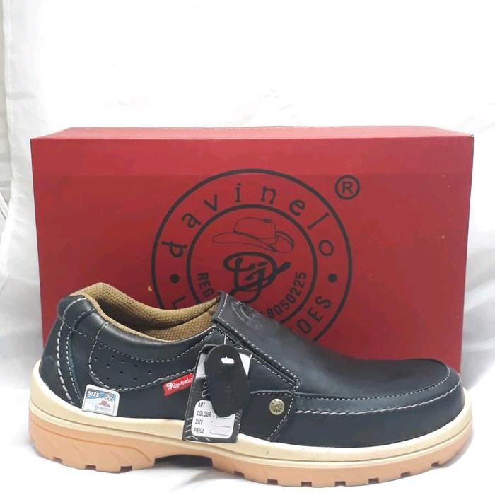 Ready Sepatu Slip On Kulit Asli Dj Davinelo Karet Flat Shoes Pria