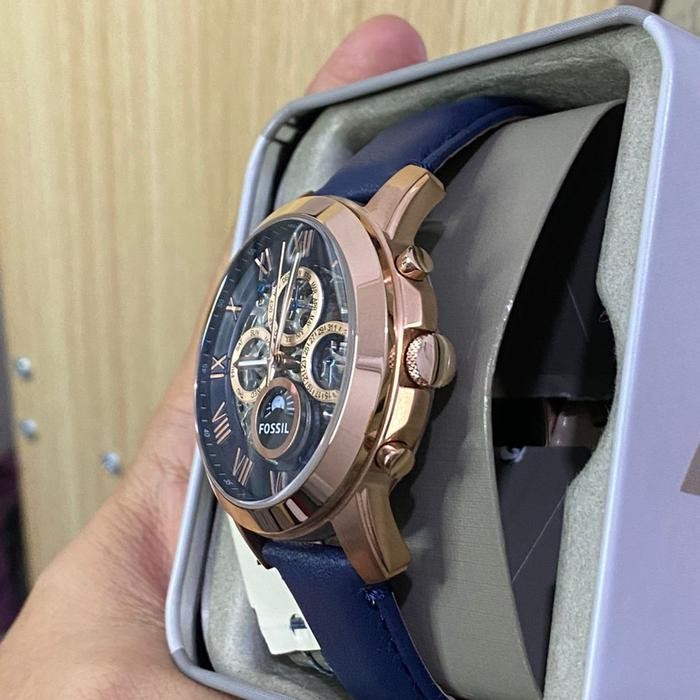 Me3029 Grant Skeleton Dial Navy Blue Leather Original