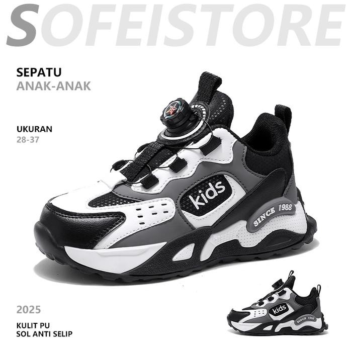 Piero Kidswear - Sepatu Siswa Hitam Sepatu Sneakers Anak Laki-Laki Sepatu Anak Luar Ruangan Sepatu