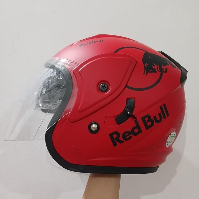 OJ Helm Dewasa GHM Double Visor Revo Redbulls SNI Terlaris Termurah